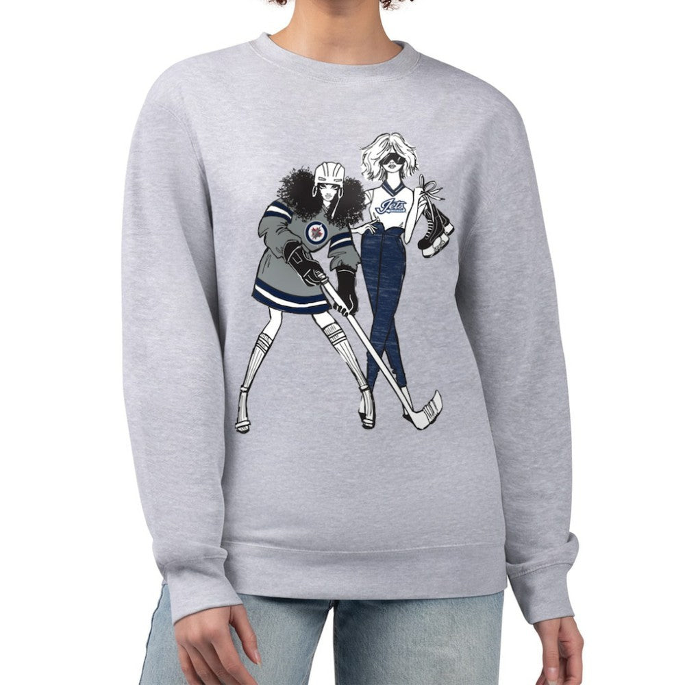 Winnipeg Jets G-III 4Her by Carl Banks Women's Hockey Girls Team Graphic Fleece Pullover Sweatshirt - Heather Gray - NHL