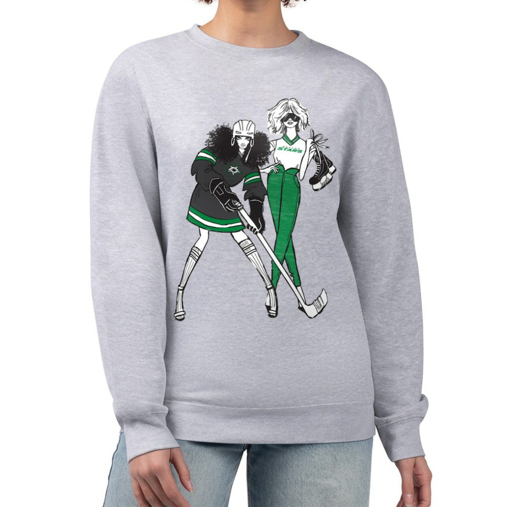 Dallas Stars G-III 4Her by Carl Banks Women's Hockey Girls Team Graphic Fleece Pullover Sweatshirt - Heather Gray - NHL