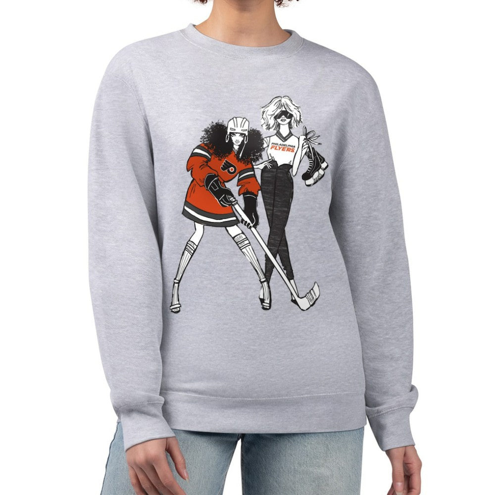 Philadelphia Flyers G-III 4Her by Carl Banks Women's Hockey Girls Team Graphic Fleece Pullover Sweatshirt - Heather Gray - NHL