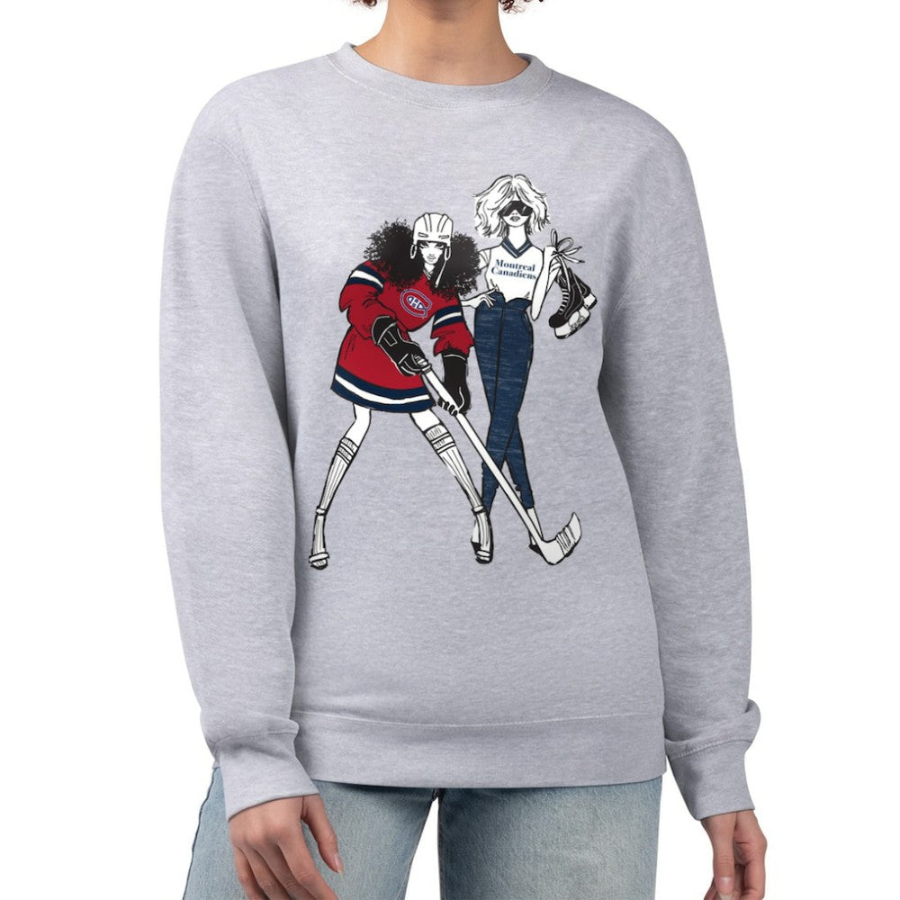 Montreal Canadiens G-III 4Her by Carl Banks Women's Hockey Girls Team Graphic Fleece Pullover Sweatshirt - Heather Gray - NHL