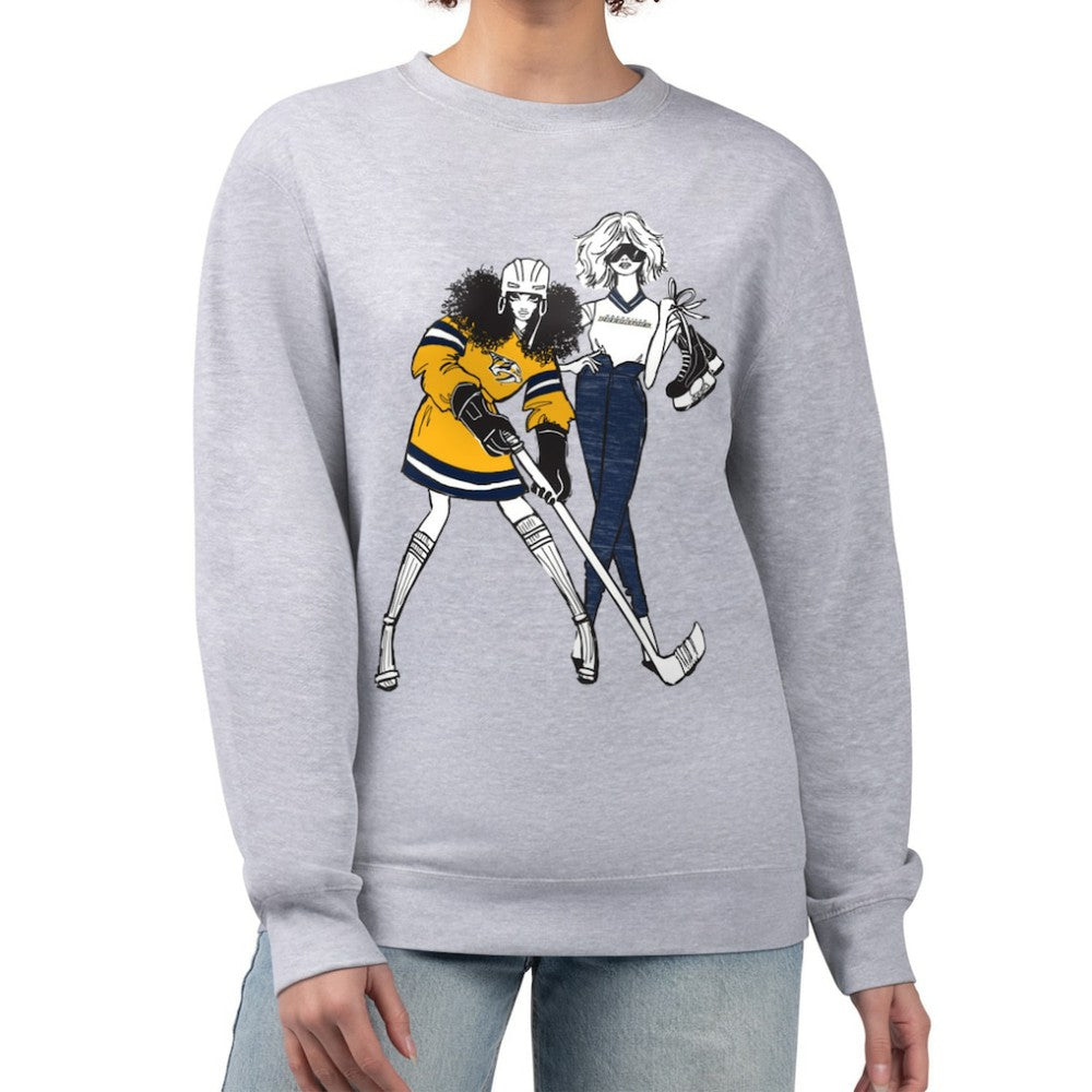 Nashville Predators G-III 4Her by Carl Banks Women's Hockey Girls Team Graphic Fleece Pullover Sweatshirt - Heather Gray - NHL