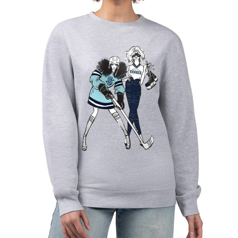 Seattle Kraken G-III 4Her by Carl Banks Women's Hockey Girls Team Graphic Fleece Pullover Sweatshirt - Heather Gray - NHL