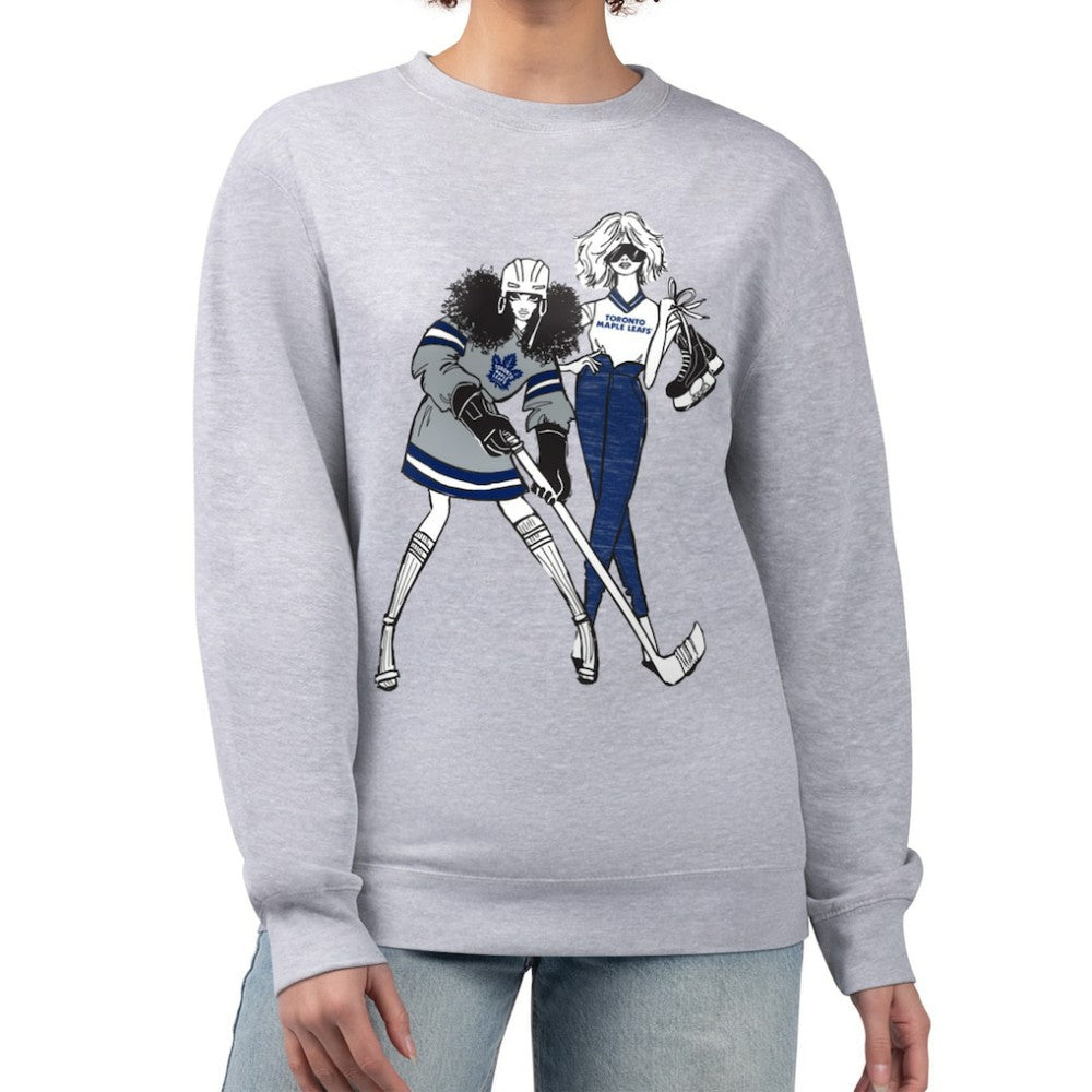 Toronto Maple Leafs G-III 4Her by Carl Banks Women's Hockey Girls Team Graphic Fleece Pullover Sweatshirt - Heather Gray - NHL