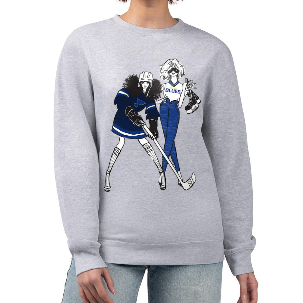 St. Louis Blues G-III 4Her by Carl Banks Women's Hockey Girls Team Graphic Fleece Pullover Sweatshirt - Heather Gray - NHL