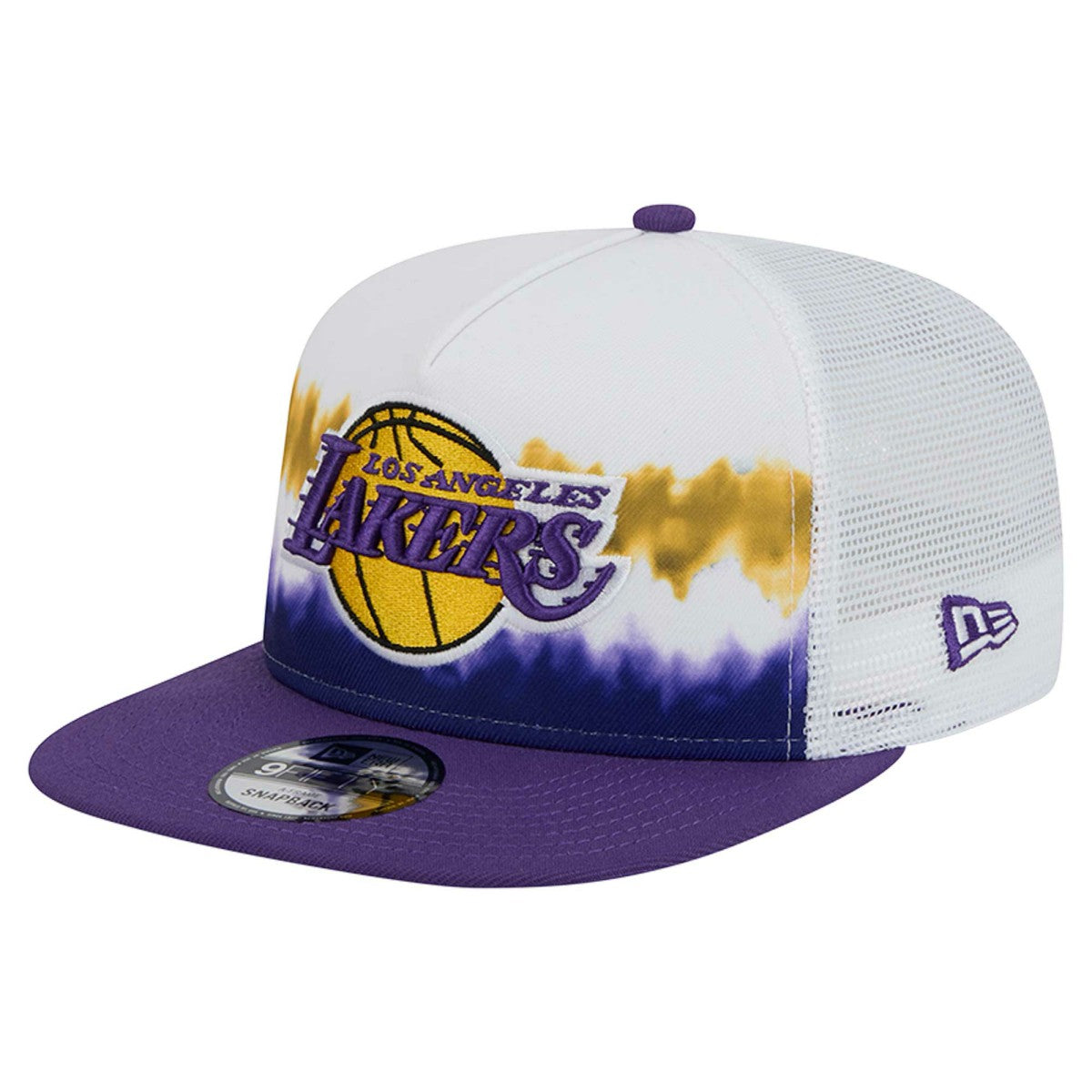 Los Angeles Lakers Dip-Dye 9FIFTY A-Frame Trucker Snapback Hat White/Purple - NBA
