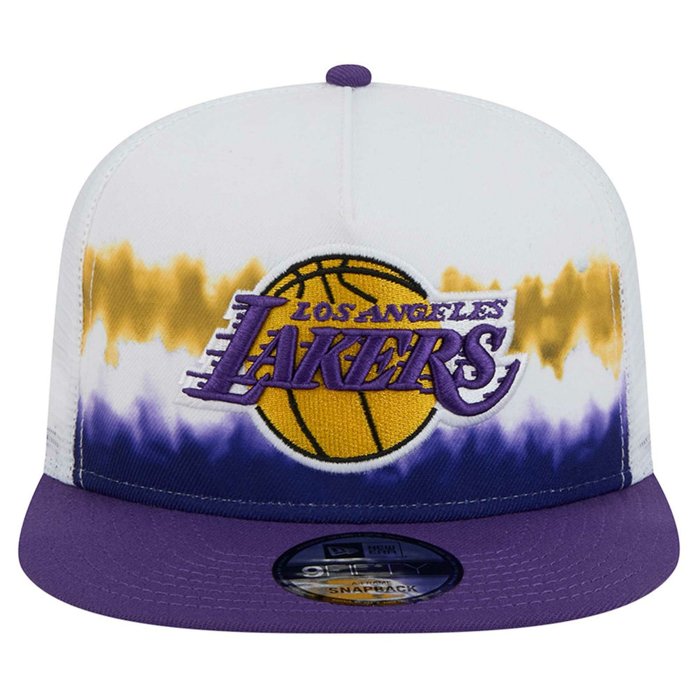 Los Angeles Lakers Dip-Dye 9FIFTY A-Frame Trucker Snapback Hat White/Purple - NBA