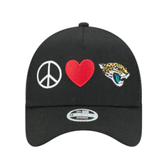 Jacksonville Jaguars New Era Women's Peace & Love Trucker 9FORTY Adjustable Hat Black | NFL
