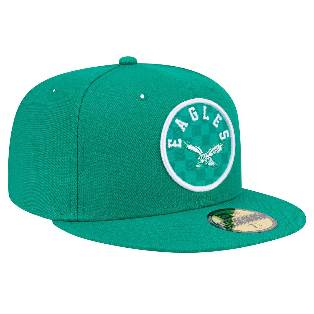 Philadelphia Eagles New Era Checkered 59FIFTY Fitted Hat Kelly Green | NFL