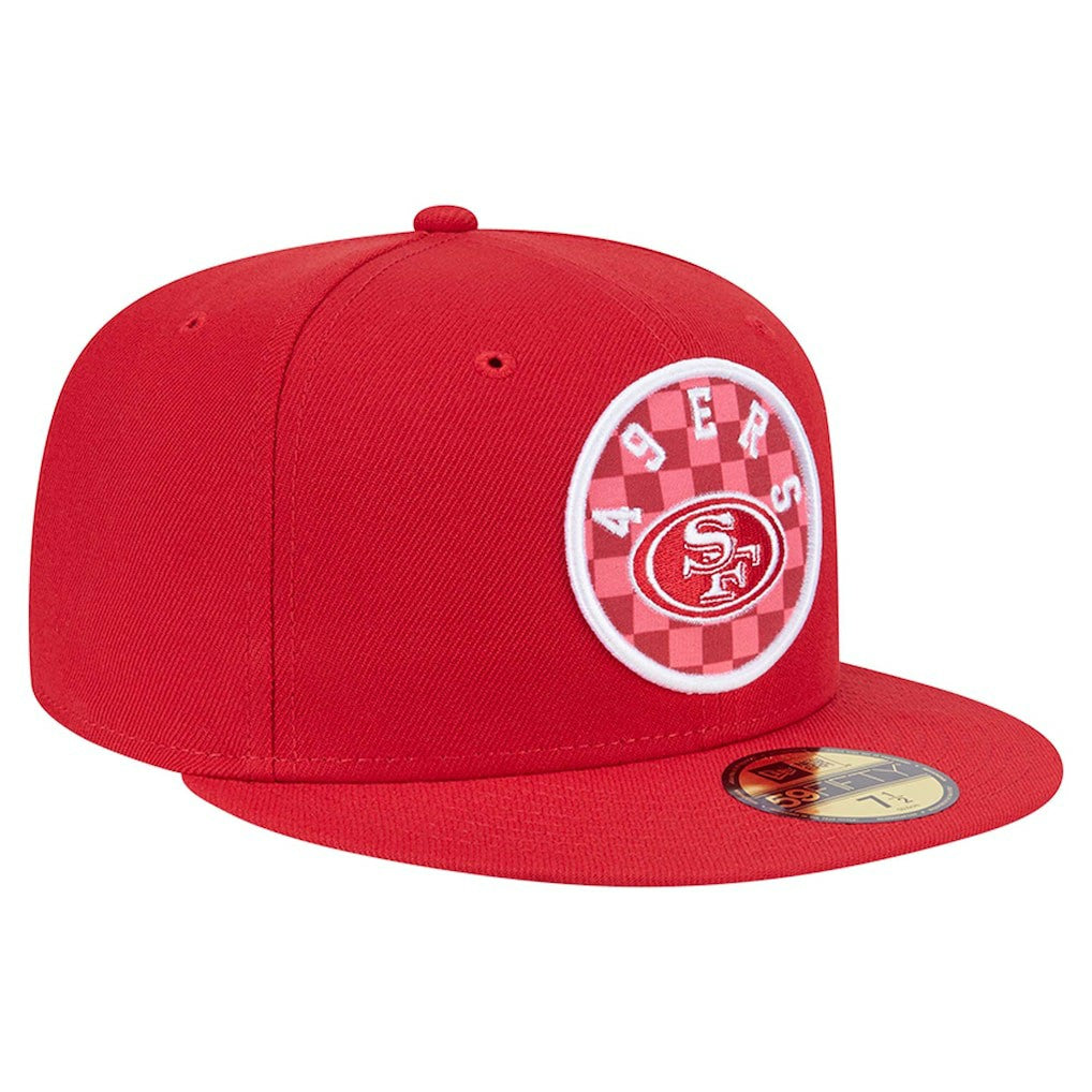 San Francisco 49ers New Era Checkered 59FIFTY Fitted Hat Scarlet | NFL