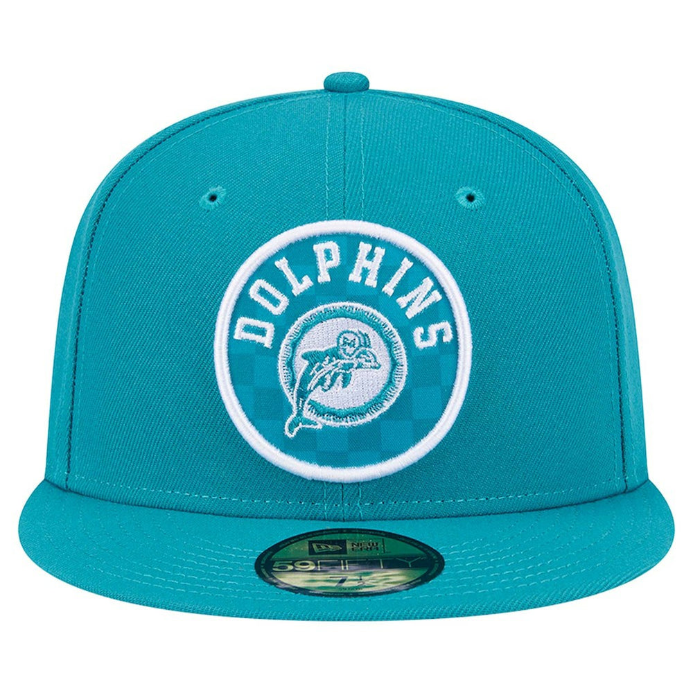 Miami Dolphins New Era Checkered 59FIFTY Fitted Hat Aqua | NFL