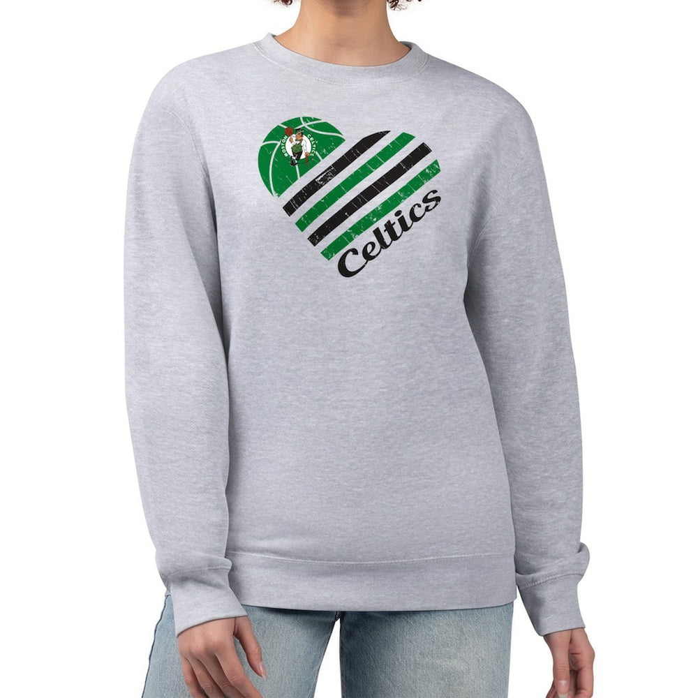 Boston Celtics G-III 4Her by Carl Banks Women's Heart Graphic Fleece Pullover Sweatshirt Heather Gray - NBA