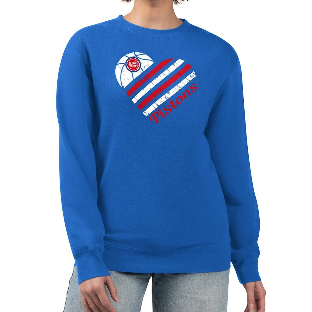 Detroit Pistons G-III 4Her by Carl Banks Women's Heart Graphic Fleece Pullover Sweatshirt Royal - NBA