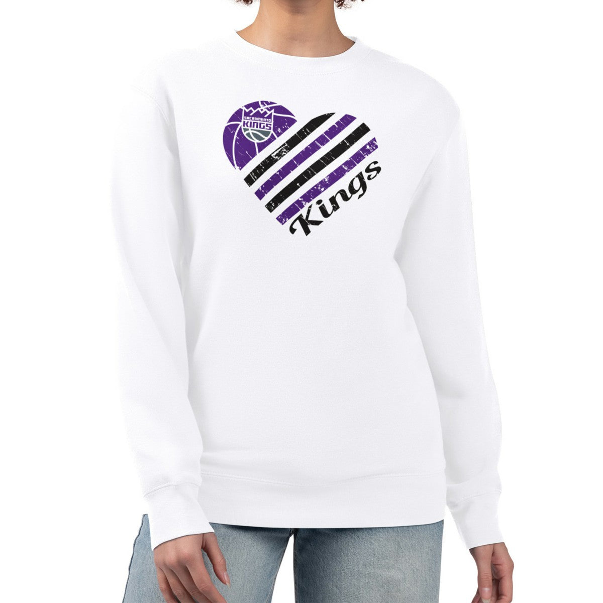 Sacramento Kings G-III 4Her by Carl Banks Women's Heart Graphic Fleece Pullover Sweatshirt White - NBA