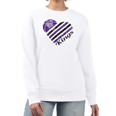 Sacramento Kings G-III 4Her by Carl Banks Women's Heart Graphic Fleece Pullover Sweatshirt White - NBA