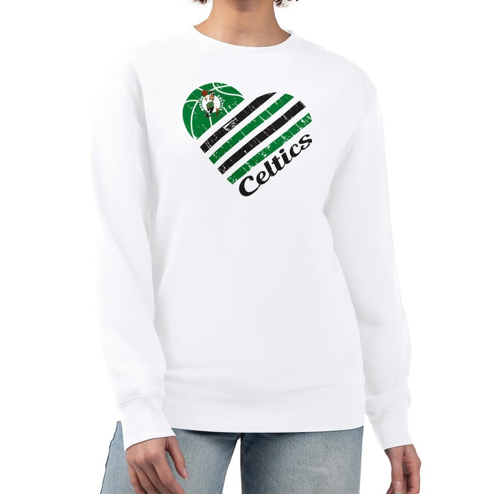 Boston Celtics G-III 4Her by Carl Banks Women's Heart Graphic Fleece Pullover Sweatshirt White - NBA