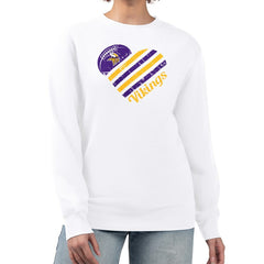 Minnesota Vikings G-III 4Her by Carl Banks Women's Heart Graphic Fleece Pullover Sweatshirt White | NFL