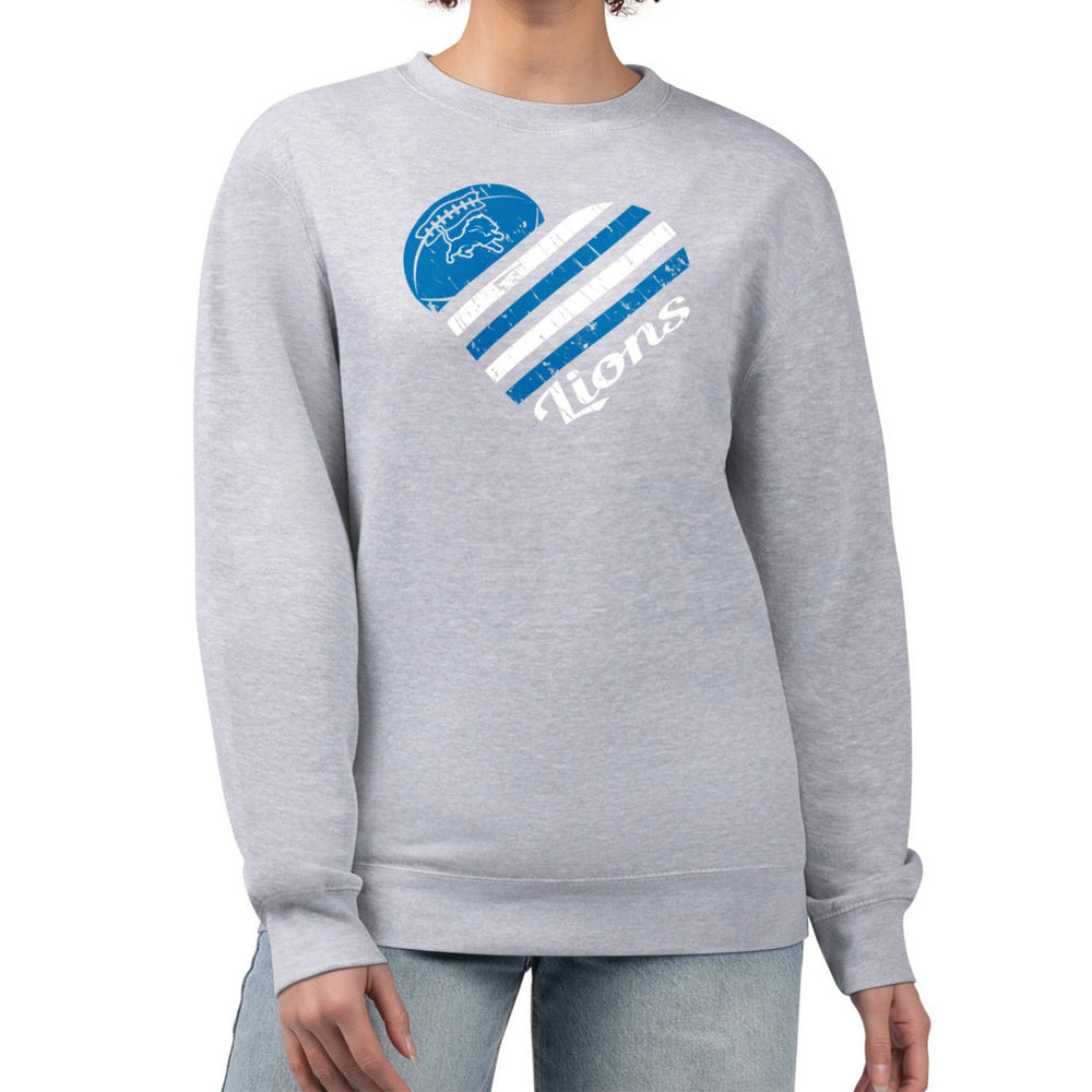 Detroit Lions G-III 4Her by Carl Banks Women's Heart Graphic Fleece Pullover Sweatshirt Heather Gray | NFL