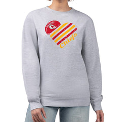 Kansas City Chiefs G-III 4Her by Carl Banks Women's Heart Graphic Fleece Pullover Sweatshirt Heather Gray | NFL