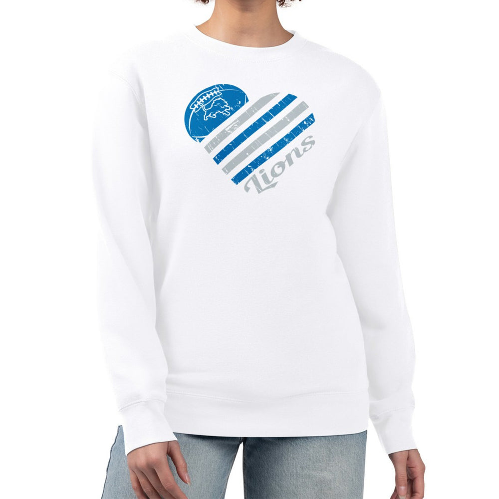 Detroit Lions G-III 4Her by Carl Banks Women's Heart Graphic Fleece Pullover Sweatshirt White | NFL