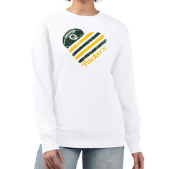 Green Bay Packers G-III 4Her by Carl Banks Women's Heart Graphic Fleece Pullover Sweatshirt White | NFL