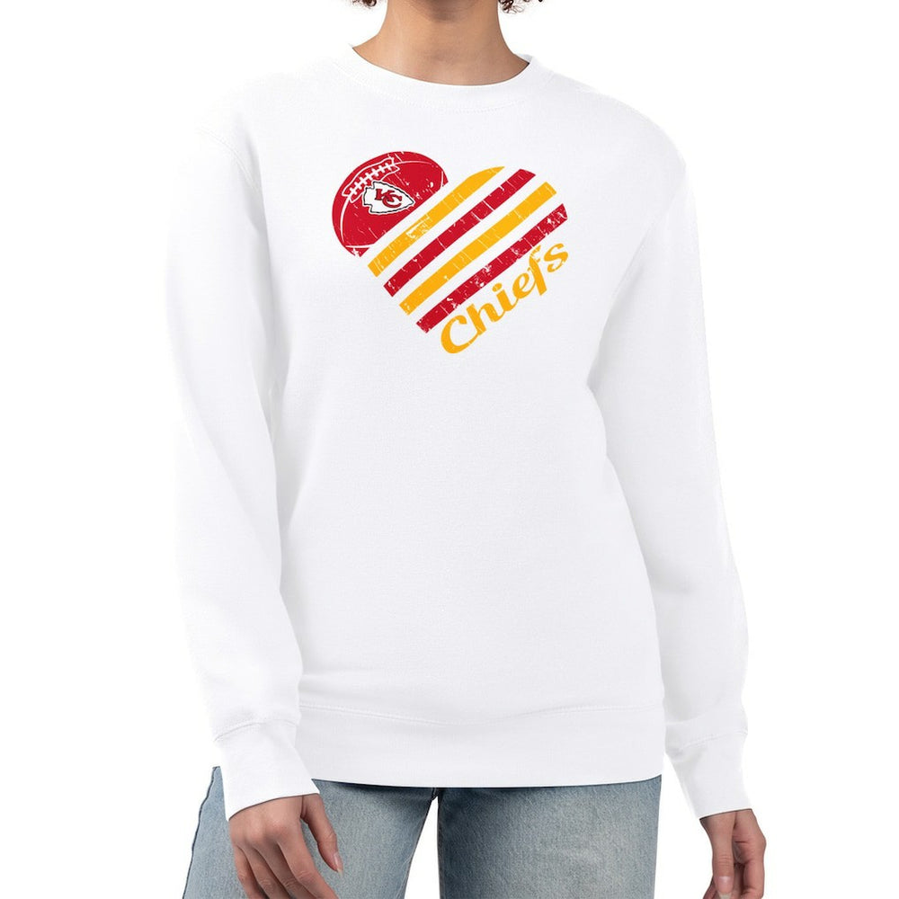 Kansas City Chiefs G-III 4Her by Carl Banks Women's Heart Graphic Fleece Pullover Sweatshirt White | NFL