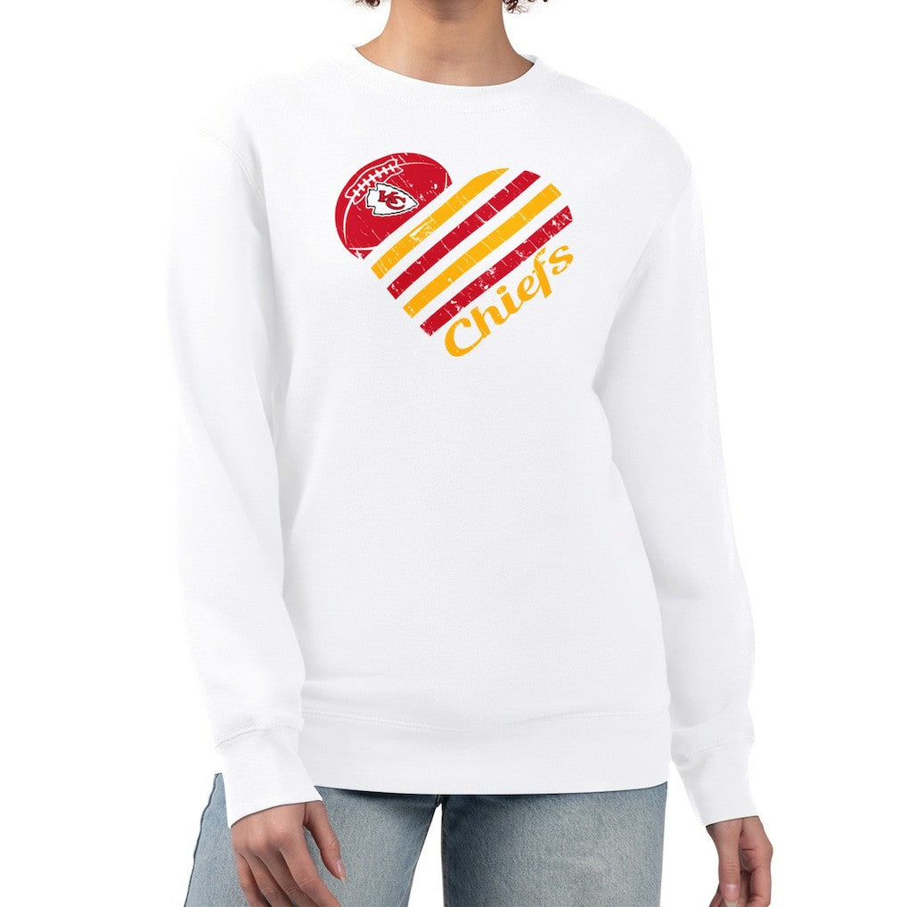 Kansas City Chiefs G-III 4Her by Carl Banks Women's Heart Graphic Fleece Pullover Sweatshirt White | NFL