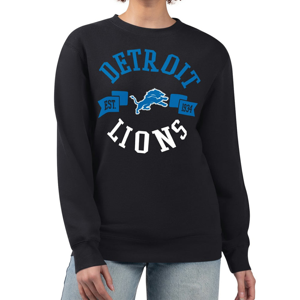Detroit Lions G-III 4Her by Carl Banks Women's Large Team Graphic Fleece Pullover Sweatshirt Black | NFL