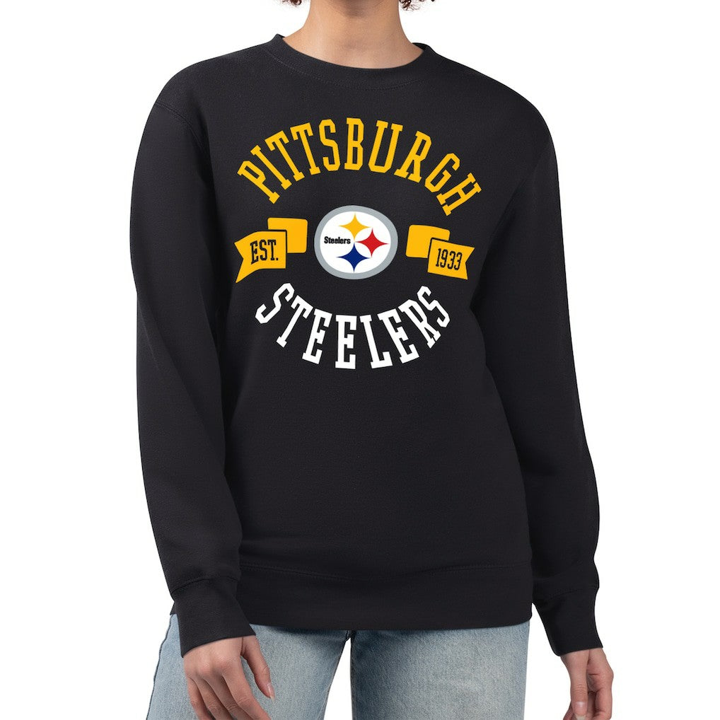 Pittsburgh Steelers G-III 4Her by Carl Banks Women's Large Team Graphic Fleece Pullover Sweatshirt Black | NFL