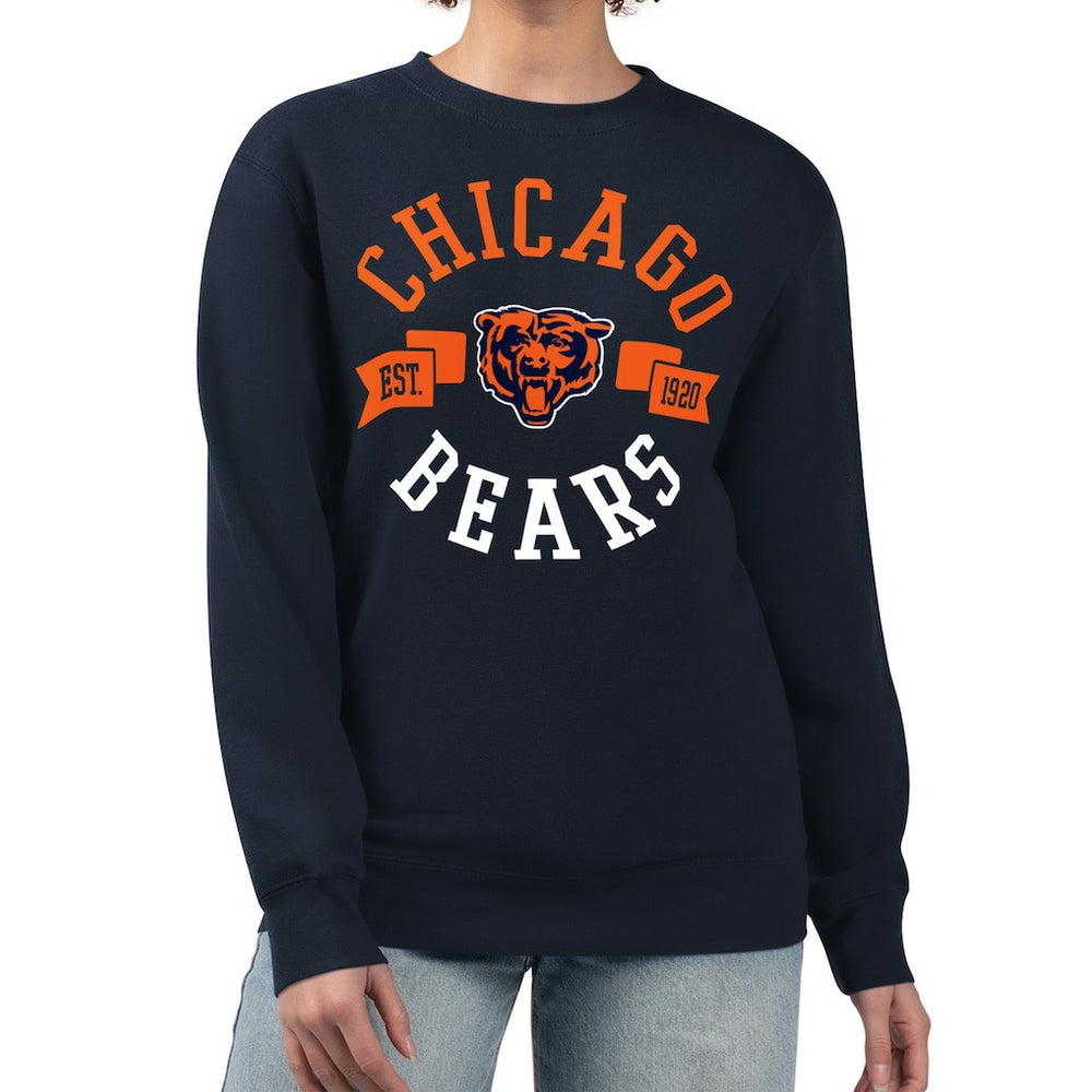 Chicago Bears G-III 4Her by Carl Banks Women's Large Team Graphic Fleece Pullover Sweatshirt Navy | NFL