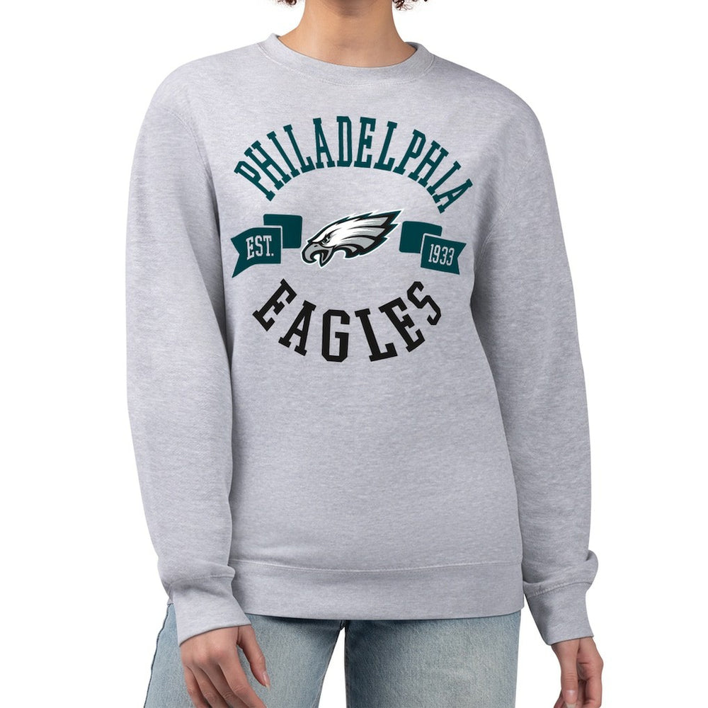 Philadelphia Eagles G-III 4Her by Carl Banks Women's Large Team Graphic Fleece Pullover Sweatshirt Heather Gray | NFL