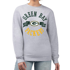 Green Bay Packers G-III 4Her by Carl Banks Women's Large Team Graphic Fleece Pullover Sweatshirt Heather Gray | NFL