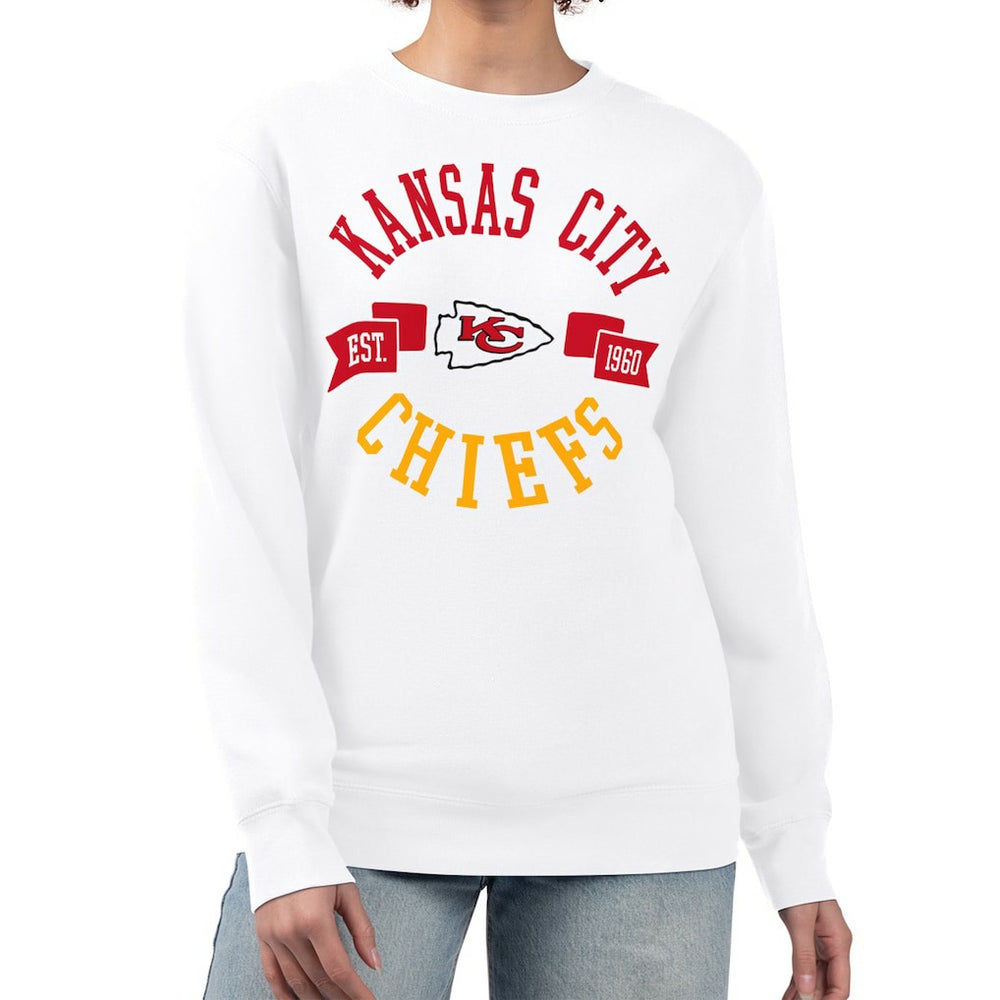 Kansas City Chiefs G-III 4Her by Carl Banks Women's Large Team Graphic Fleece Pullover Sweatshirt White | NFL