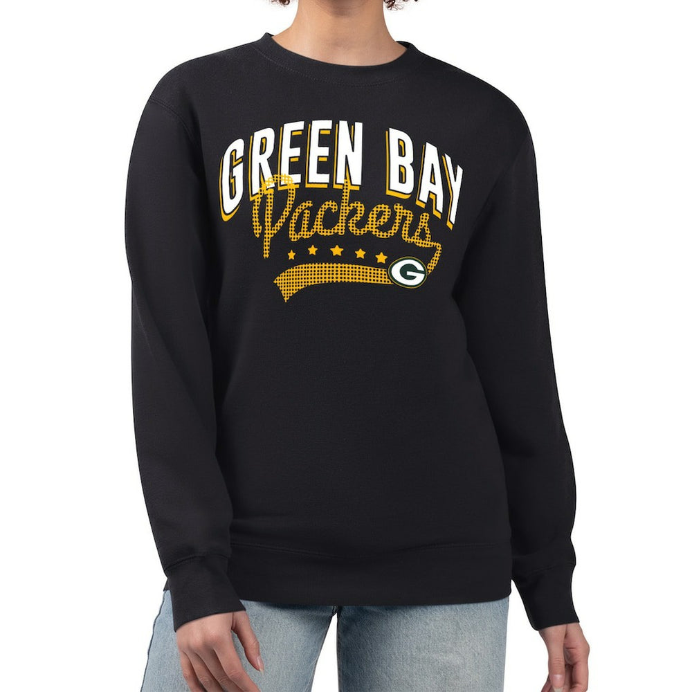 Green Bay Packers G-III 4Her by Carl Banks Women's Filigree Logo Graphic Fleece Pullover Sweatshirt Black | NFL
