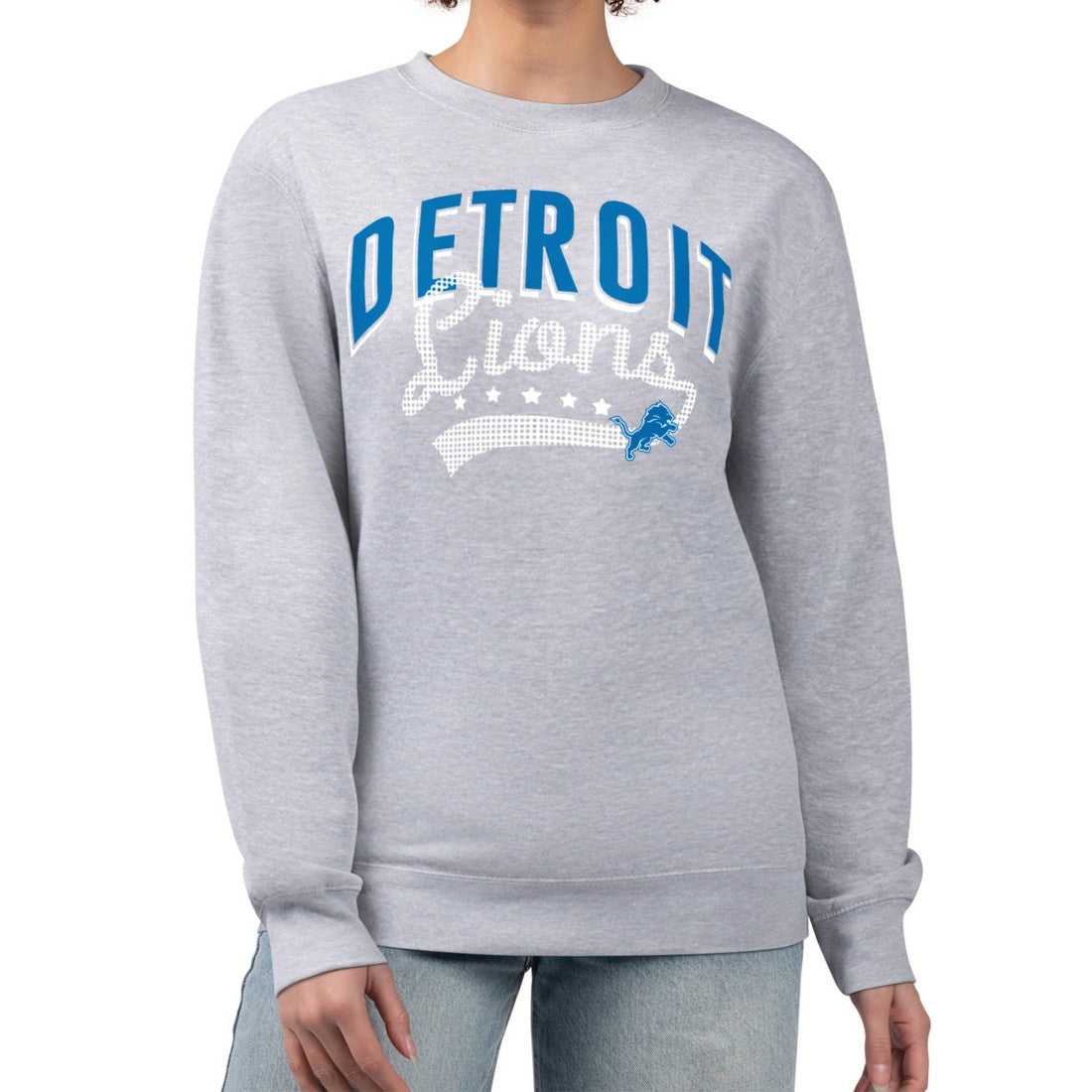 Detroit Lions G-III 4Her by Carl Banks Women's Filigree Logo Graphic Fleece Pullover Sweatshirt Heather Gray | NFL