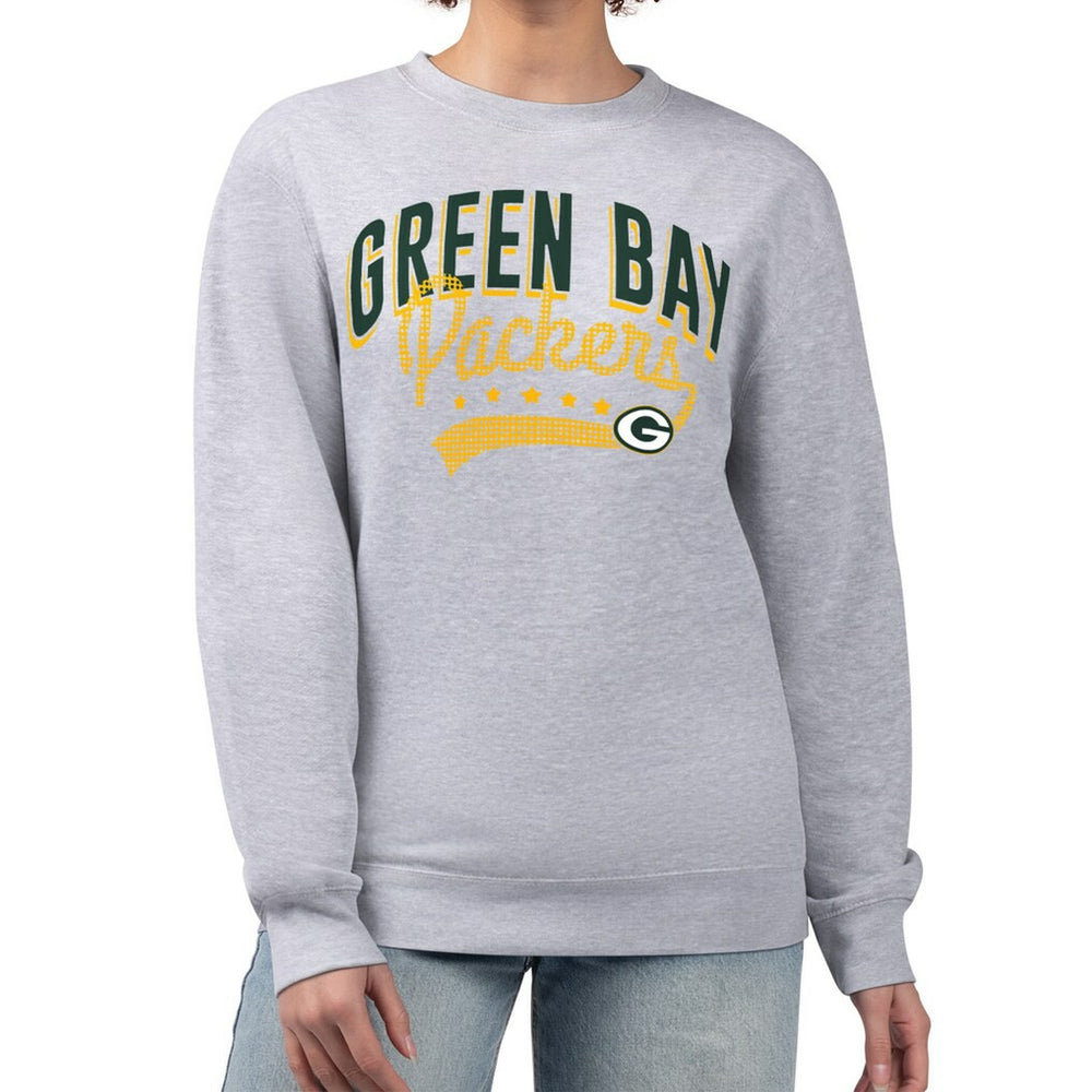 Green Bay Packers G-III 4Her by Carl Banks Women's Filigree Logo Graphic Fleece Pullover Sweatshirt Heather Gray | NFL
