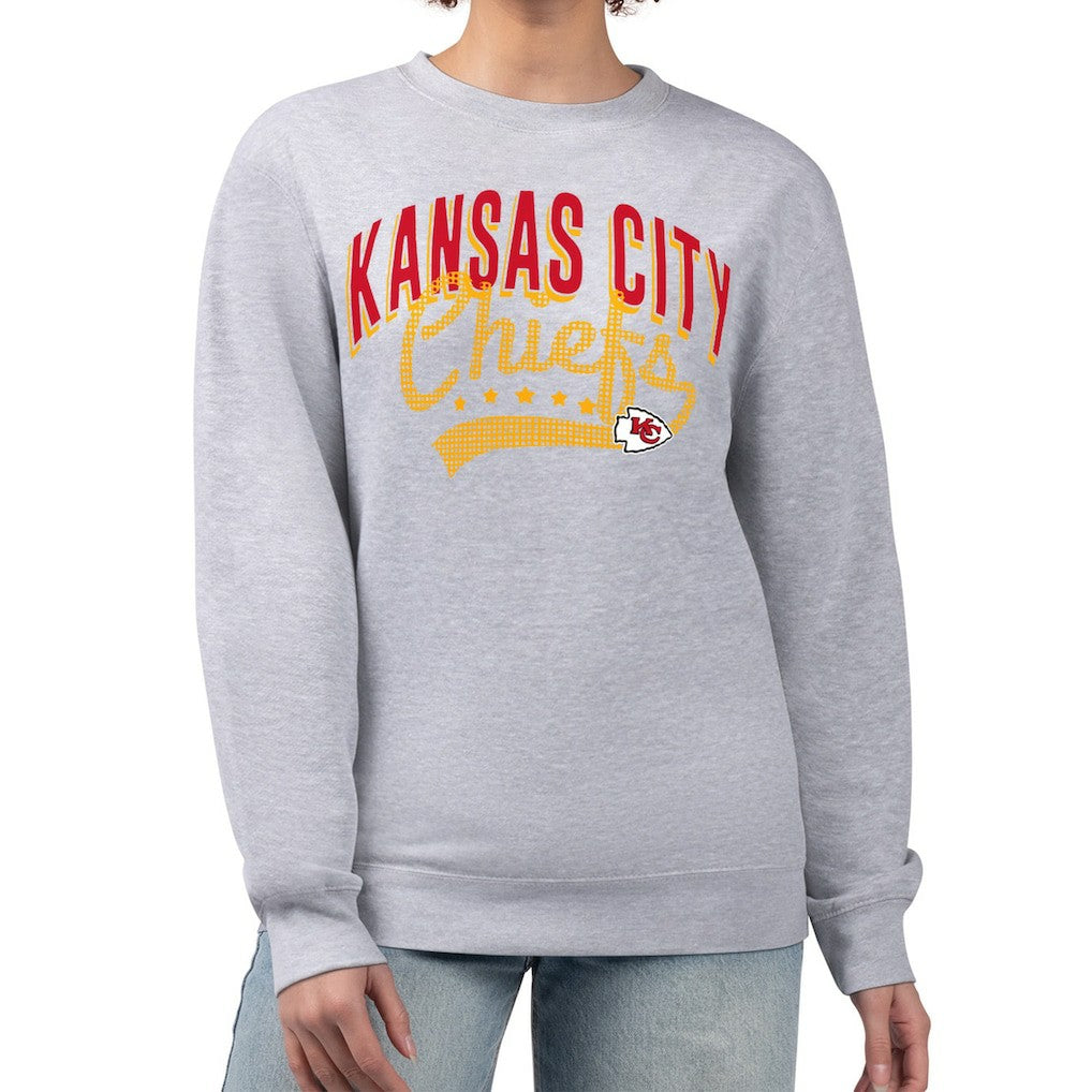 Kansas City Chiefs G-III 4Her by Carl Banks Women's Filigree Logo Graphic Fleece Pullover Sweatshirt Heather Gray | NFL