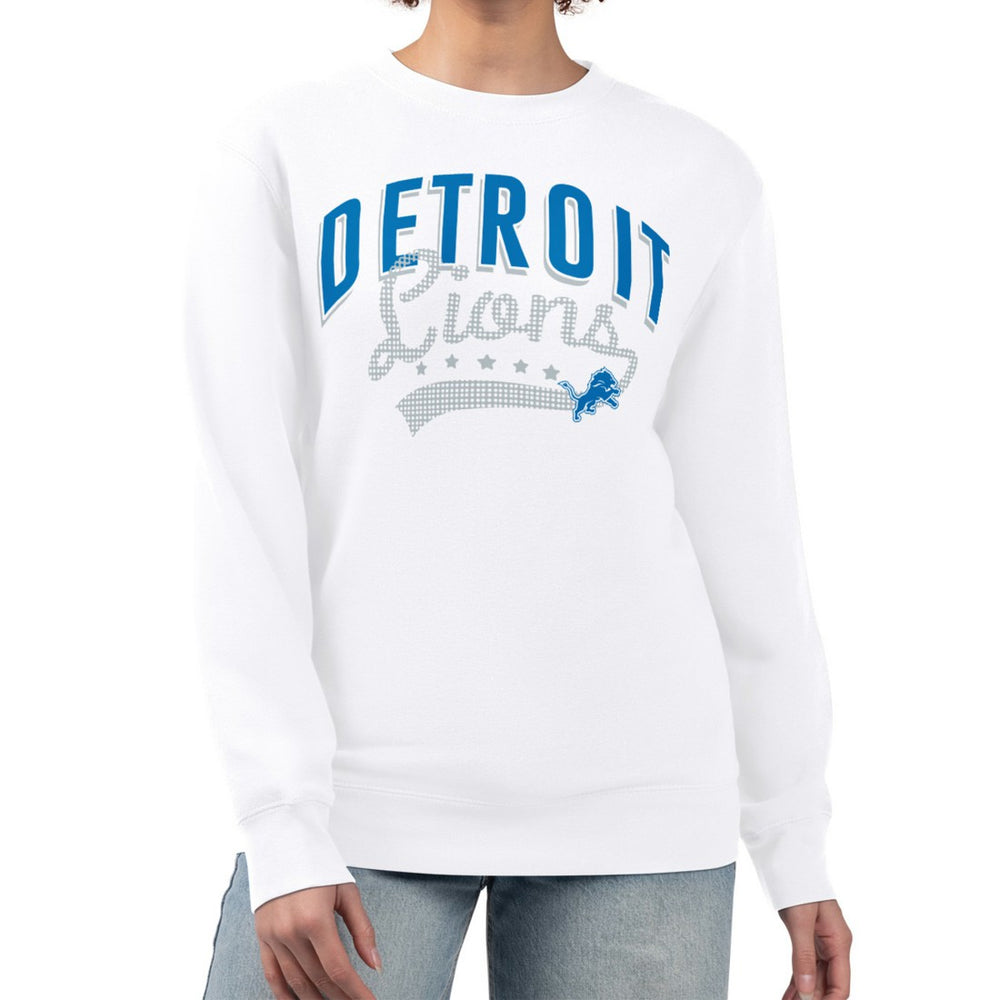 Detroit Lions G-III 4Her by Carl Banks Women's Filigree Logo Graphic Fleece Pullover Sweatshirt White | NFL