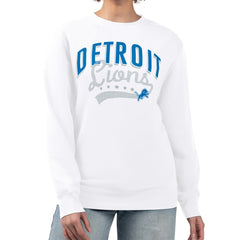 Detroit Lions G-III 4Her by Carl Banks Women's Filigree Logo Graphic Fleece Pullover Sweatshirt White | NFL