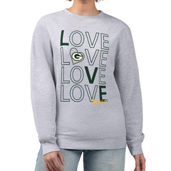 Green Bay Packers G-III 4Her by Carl Banks Women's Lots of Love Graphic Fleece Pullover Sweatshirt Heather Gray | NFL