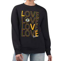 Green Bay Packers G-III 4Her by Carl Banks Women's Lots of Love Graphic Fleece Pullover Sweatshirt Black | NFL