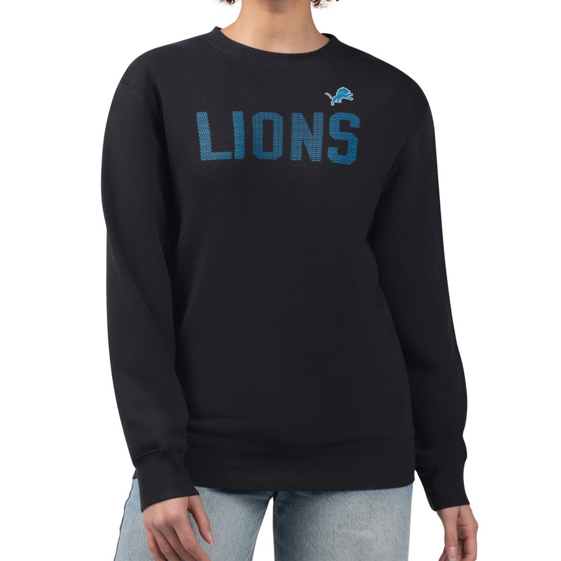 Detroit Lions G-III 4Her by Carl Banks Women's Dot Print Team Graphic Fleece Pullover Sweatshirt Black | NFL
