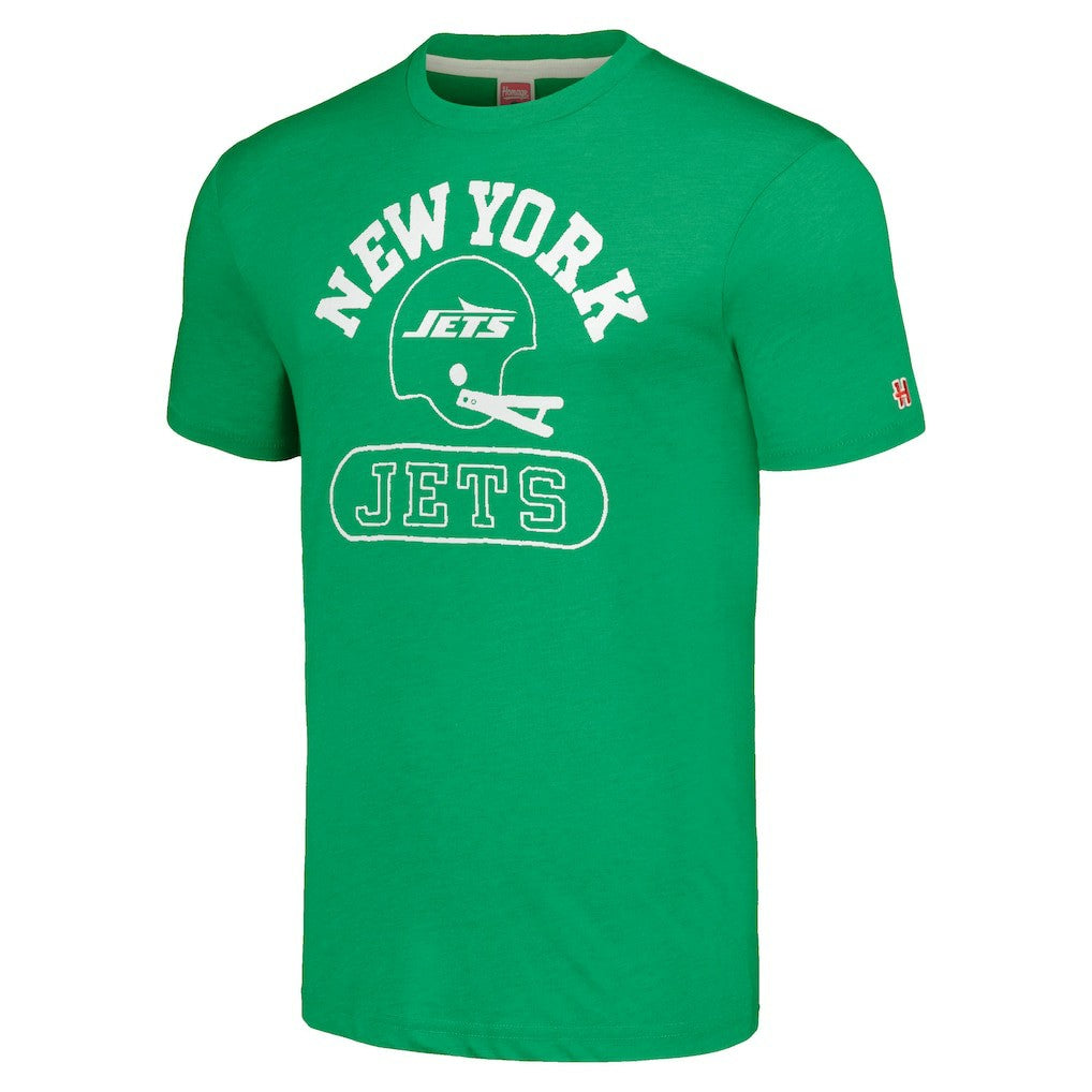 New York Jets Homage Unisex Helmet Tri-Blend T-Shirt Green | NFL