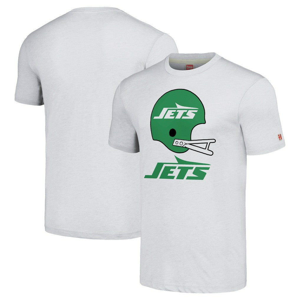 New York Jets Homage Unisex Big Helmet Tri-Blend T-Shirt White | NFL