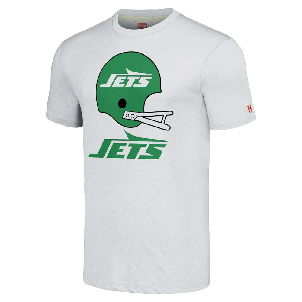 New York Jets Homage Unisex Big Helmet Tri-Blend T-Shirt White | NFL