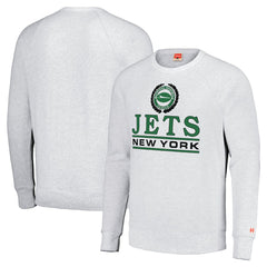 New York Jets Homage Unisex Crest Tri-Blend Crewneck Pullover Sweatshirt White | NFL