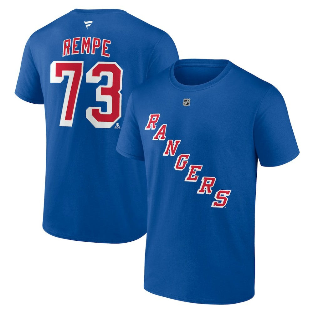 Matt Rempe New York Rangers Fanatics Authentic Stack Name & Number T-Shirt - Blue - NHL