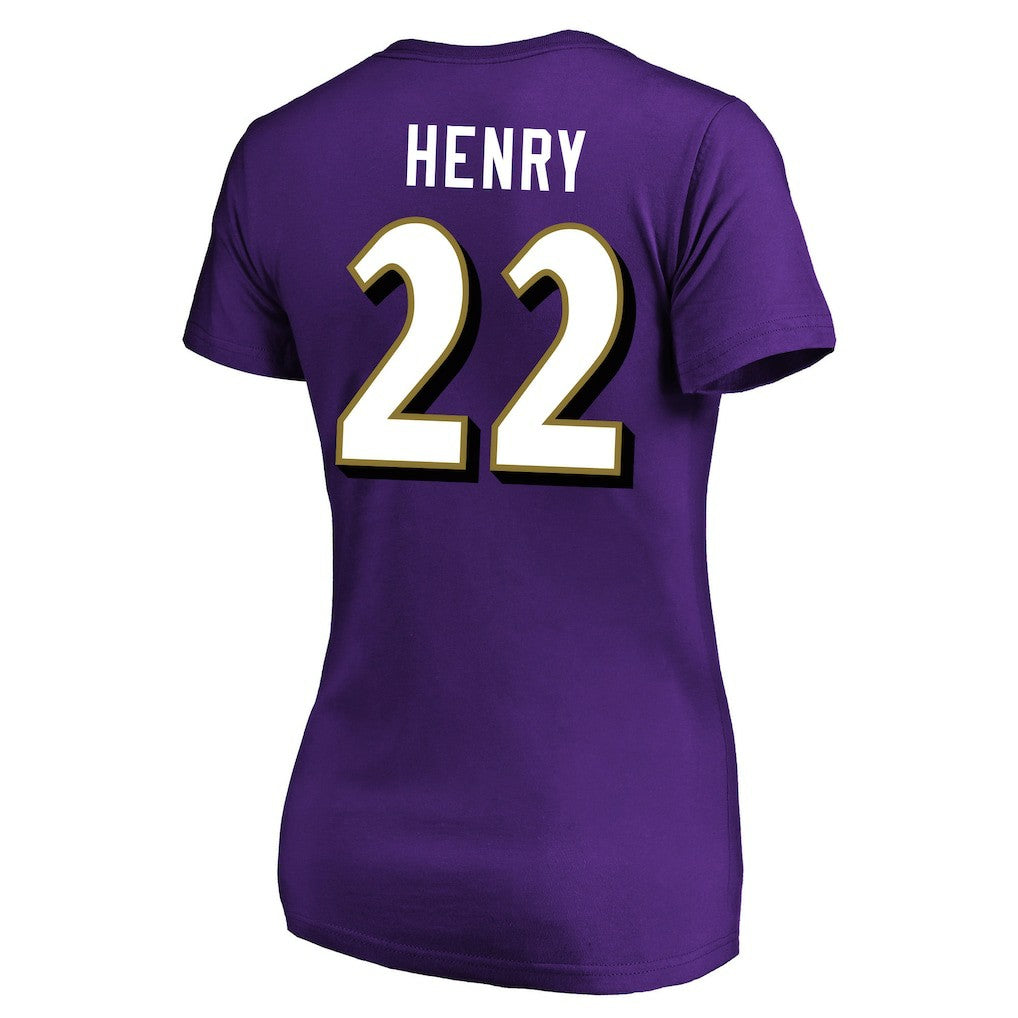 Derrick Henry Baltimore Ravens Women's Plus Size Fair Catch Name & Number Scoop Neck T-Shirt Purple | NFL