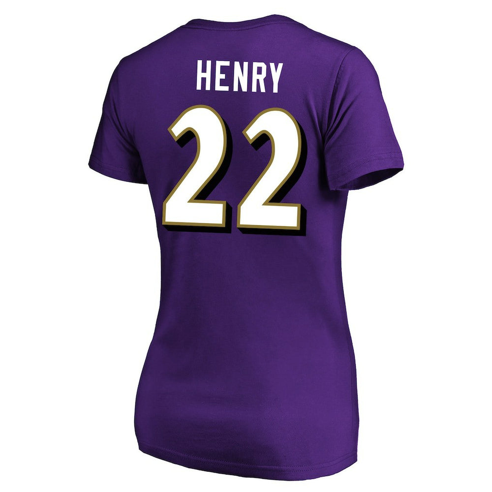 Derrick Henry Baltimore Ravens Women's Plus Size Fair Catch Name & Number Scoop Neck T-Shirt Purple | NFL