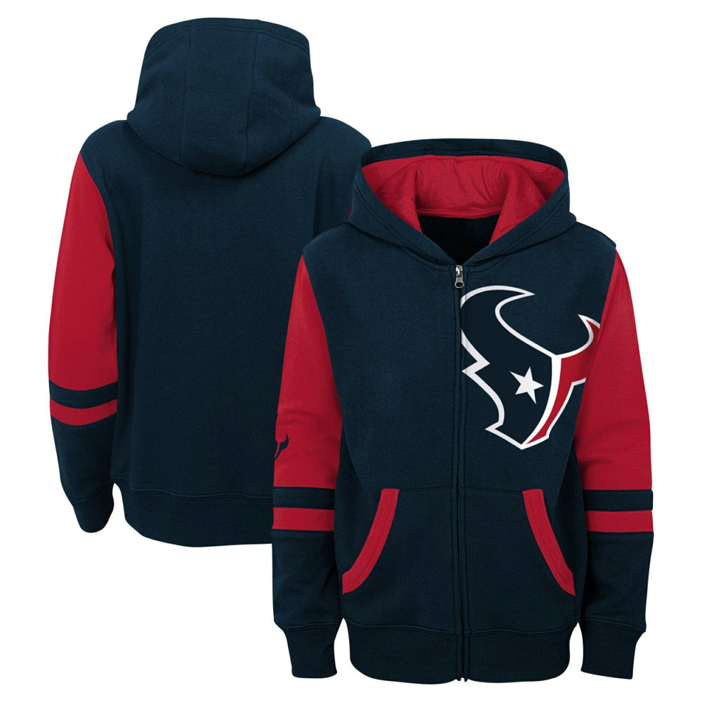 Houston Texans Youth Stadium Color-Block Full-Zip Hoodie Navy | NFL