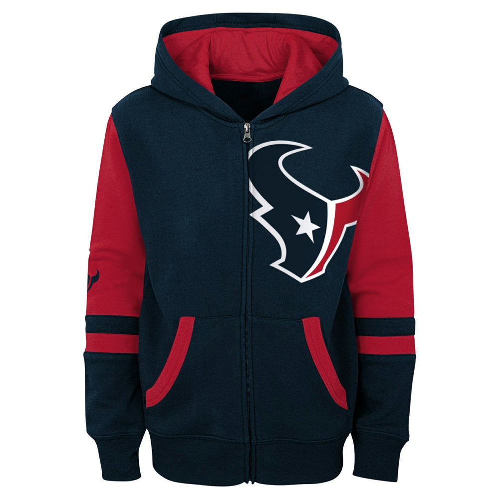 Houston Texans Youth Stadium Color-Block Full-Zip Hoodie Navy | NFL